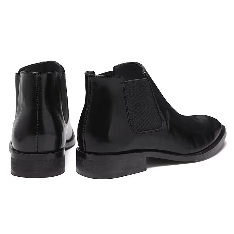 Męskie Buty Chelsea Boots Z Wytłoczonym Szpiczastym Noskiem - Czarny