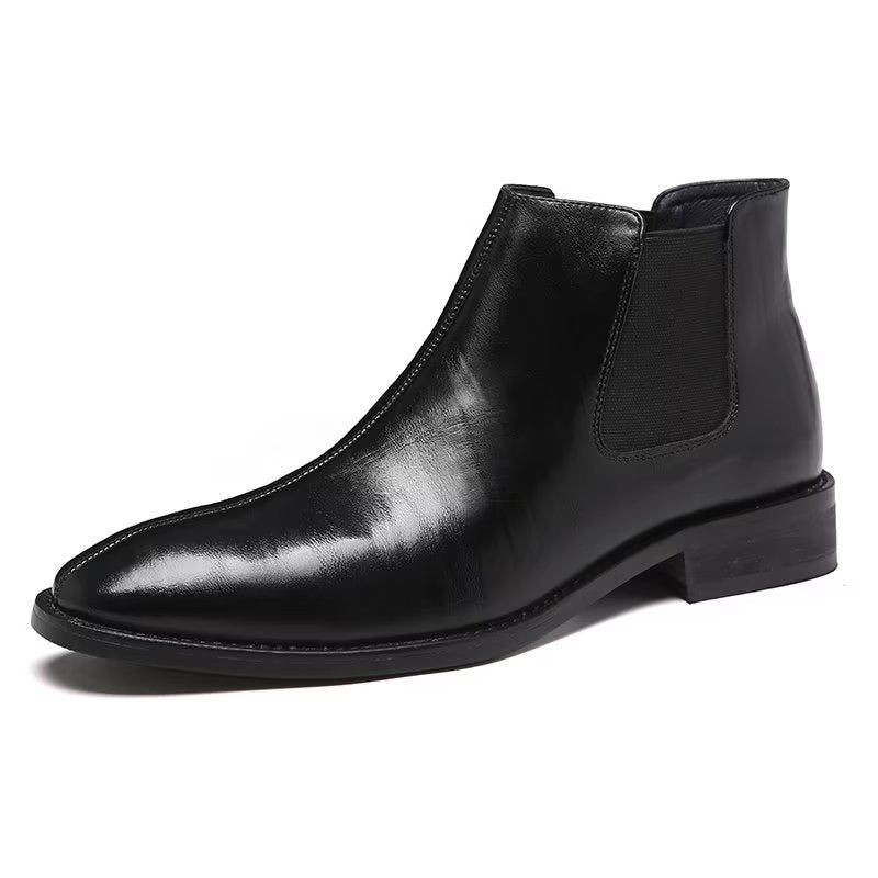 Męskie Buty Chelsea Boots Z Wytłoczonym Szpiczastym Noskiem - Czarny