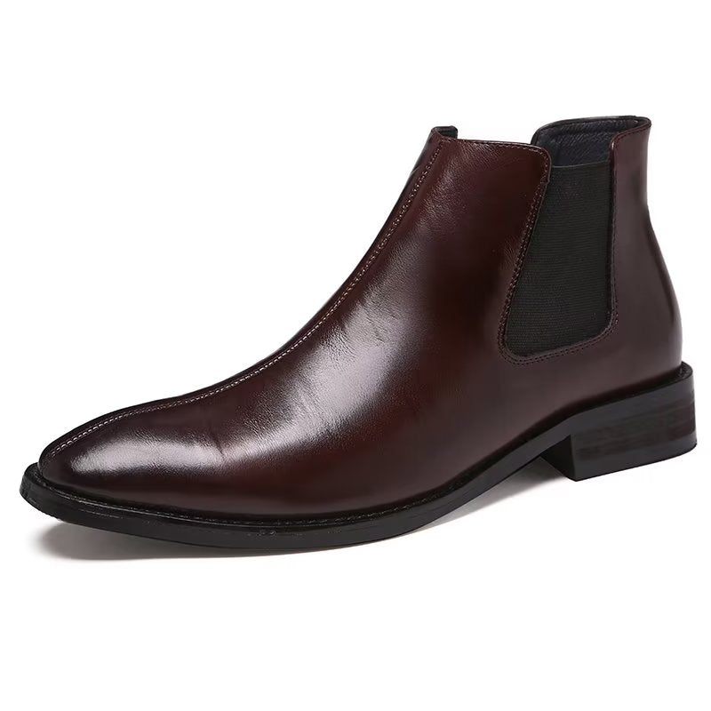 Męskie Buty Chelsea Boots Z Wytłoczonym Szpiczastym Noskiem - Kawowy