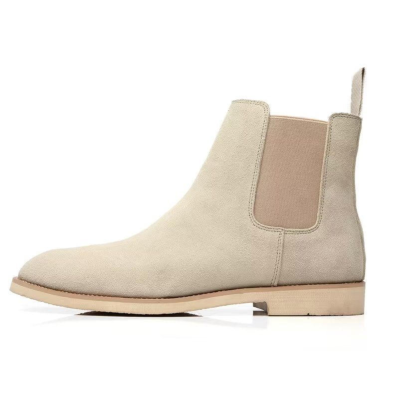 Męskie Buty Chic Rome Embossed Pointed Toe Chelsea Boots - Beżowy