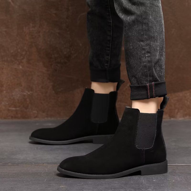 Męskie Buty Chic Rome Embossed Pointed Toe Chelsea Boots - Czarny