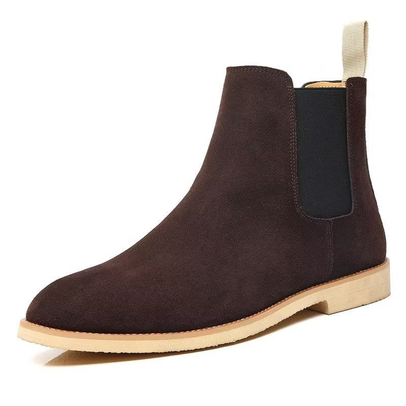 Męskie Buty Chic Rome Embossed Pointed Toe Chelsea Boots - Kawowy