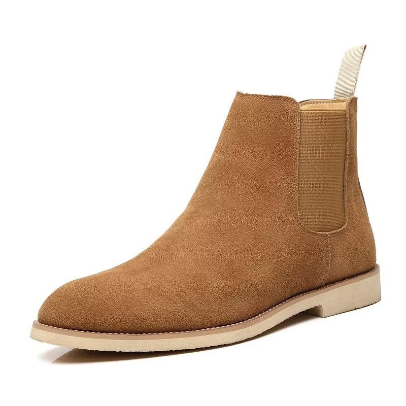 Męskie Buty Chic Rome Embossed Pointed Toe Chelsea Boots - Brązowy