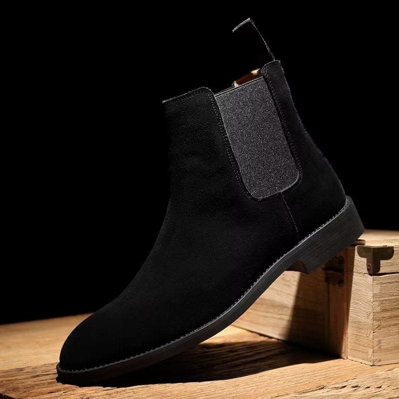 Męskie Buty Chic Rome Embossed Pointed Toe Chelsea Boots - Czarny