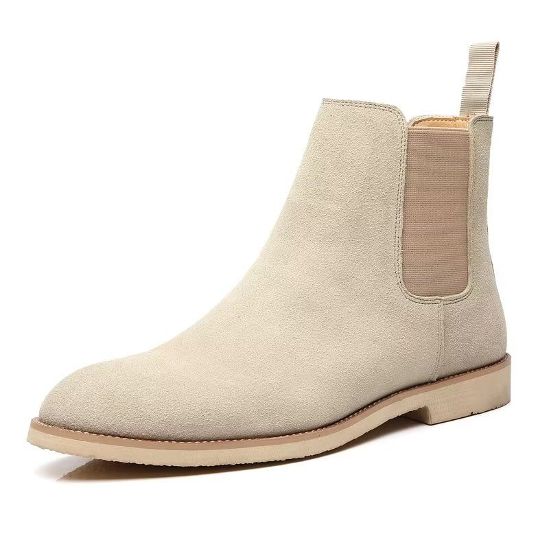 Męskie Buty Chic Rome Embossed Pointed Toe Chelsea Boots - Beżowy