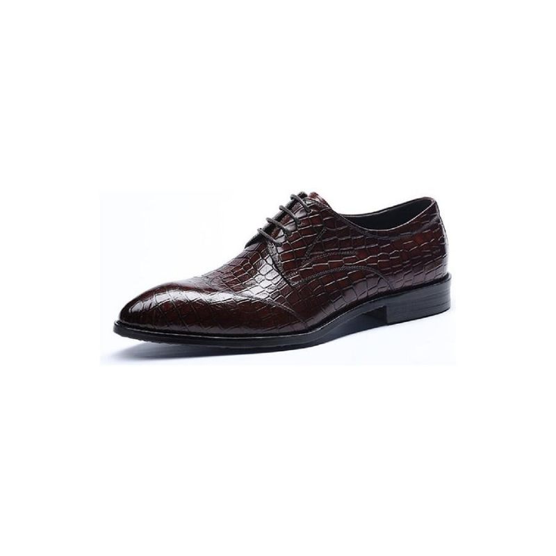 Męskie Buty Wizytowe Brogue Dress Shoes - Czerwony