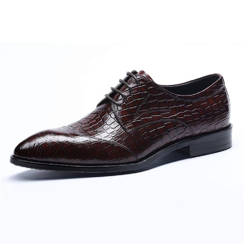 Męskie Buty Wizytowe Brogue Dress Shoes - Czerwony