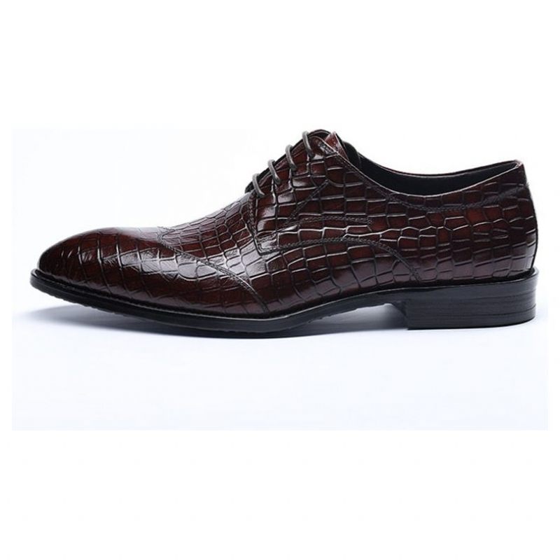 Męskie Buty Wizytowe Brogue Dress Shoes - Czerwony