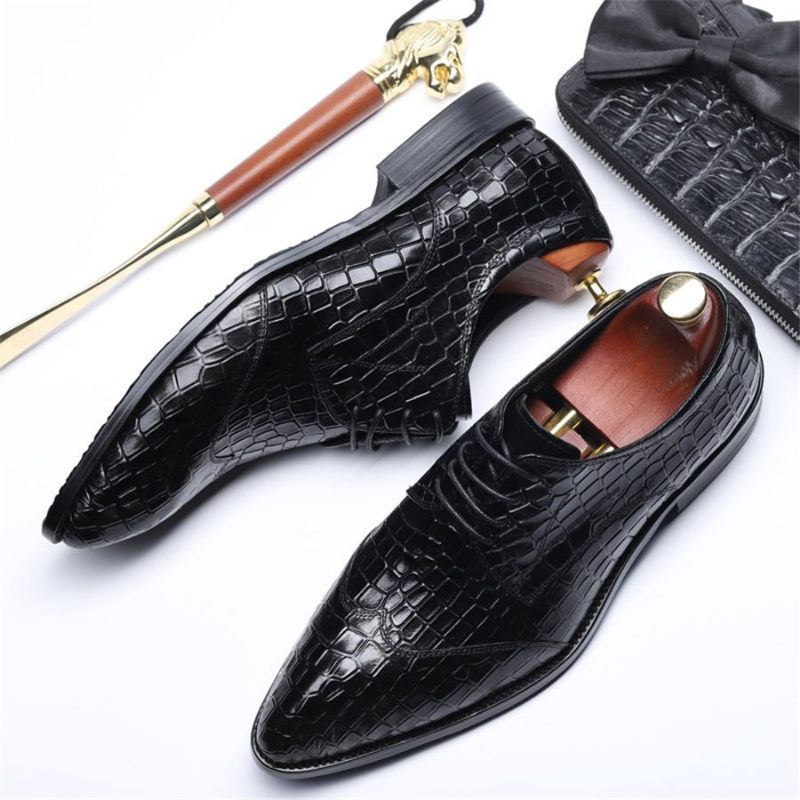 Męskie Buty Wizytowe Brogue Dress Shoes - Czarny