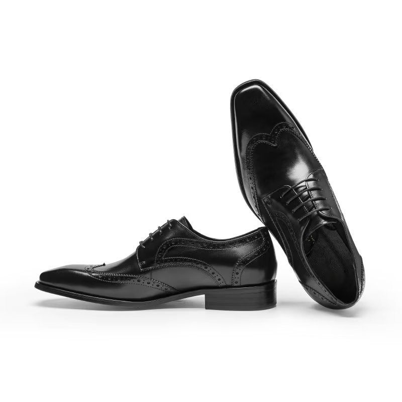 Męskie Buty Wizytowe Brogue Dress Shoes - Czarna