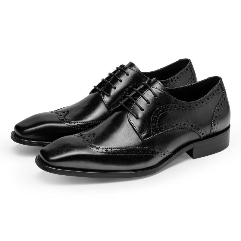 Męskie Buty Wizytowe Brogue Dress Shoes - Czarna