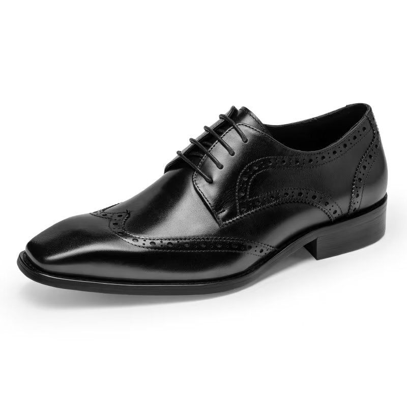 Męskie Buty Wizytowe Brogue Dress Shoes - Czarna