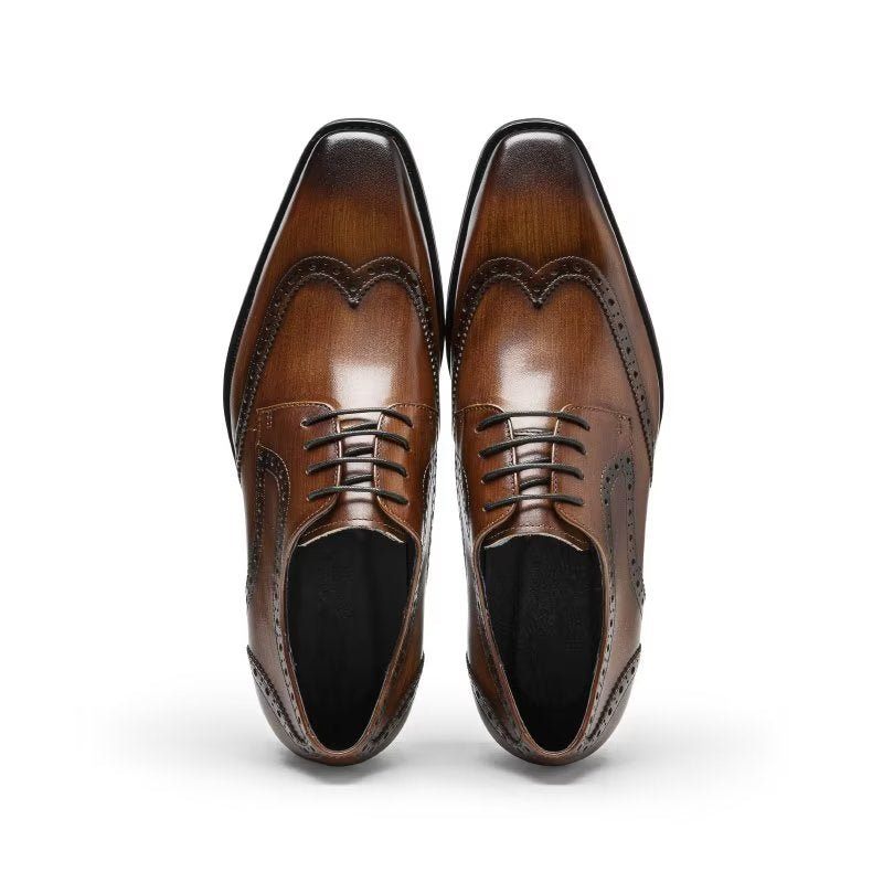 Męskie Buty Wizytowe Brogue Dress Shoes - Kawa