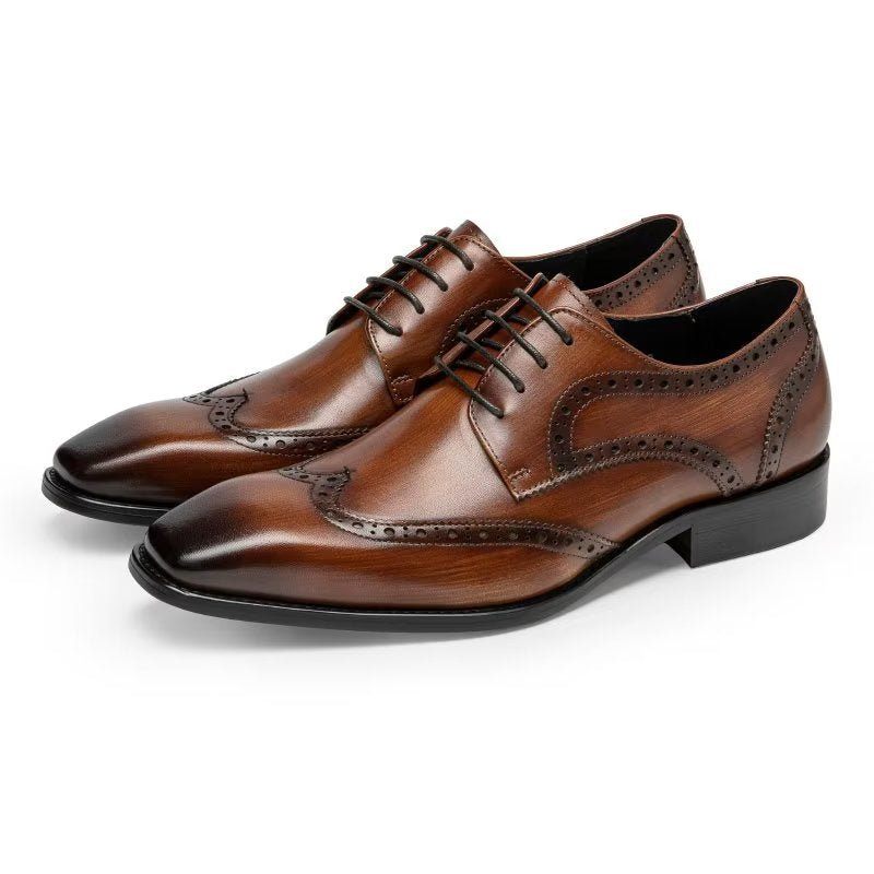 Męskie Buty Wizytowe Brogue Dress Shoes - Kawa