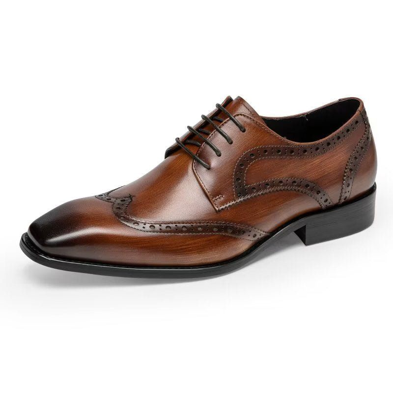 Męskie Buty Wizytowe Brogue Dress Shoes - Kawa