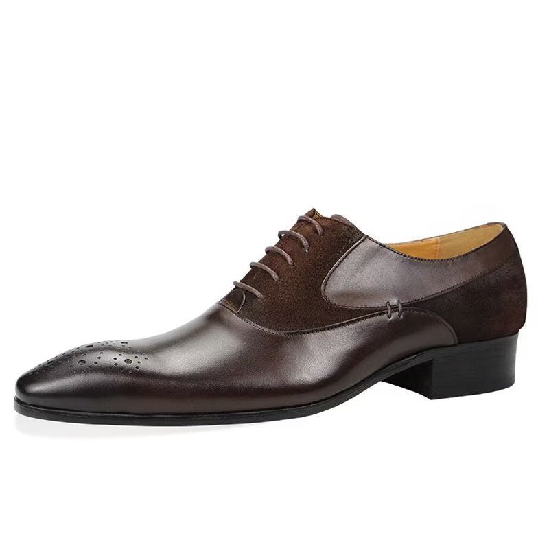 Męskie Buty Wizytowe Deluxe Nuptial Oxford Modishopulence Brogue Shoes - Kawa