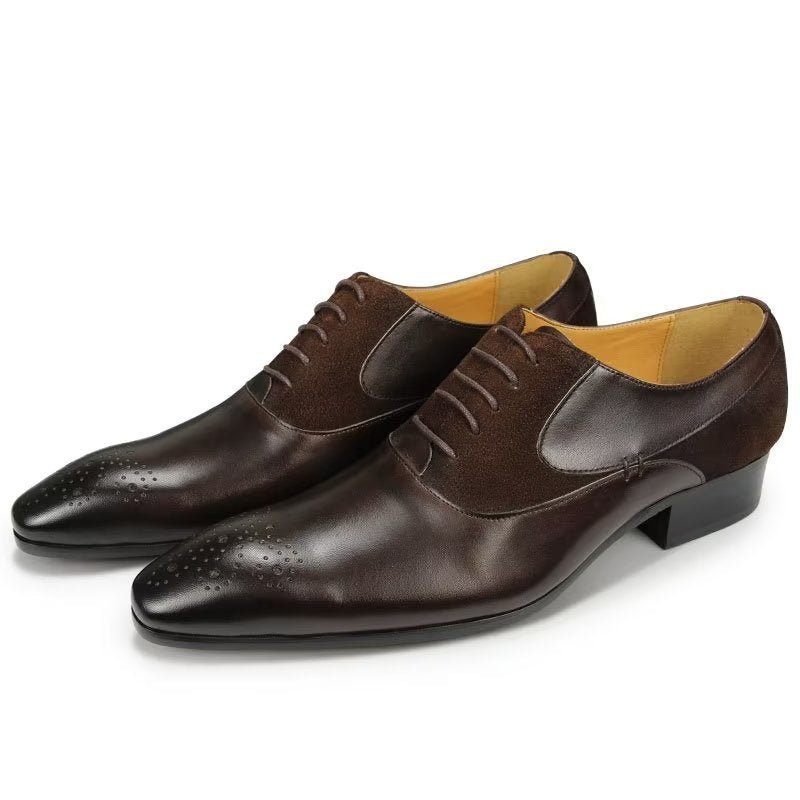 Męskie Buty Wizytowe Deluxe Nuptial Oxford Modishopulence Brogue Shoes - Kawa