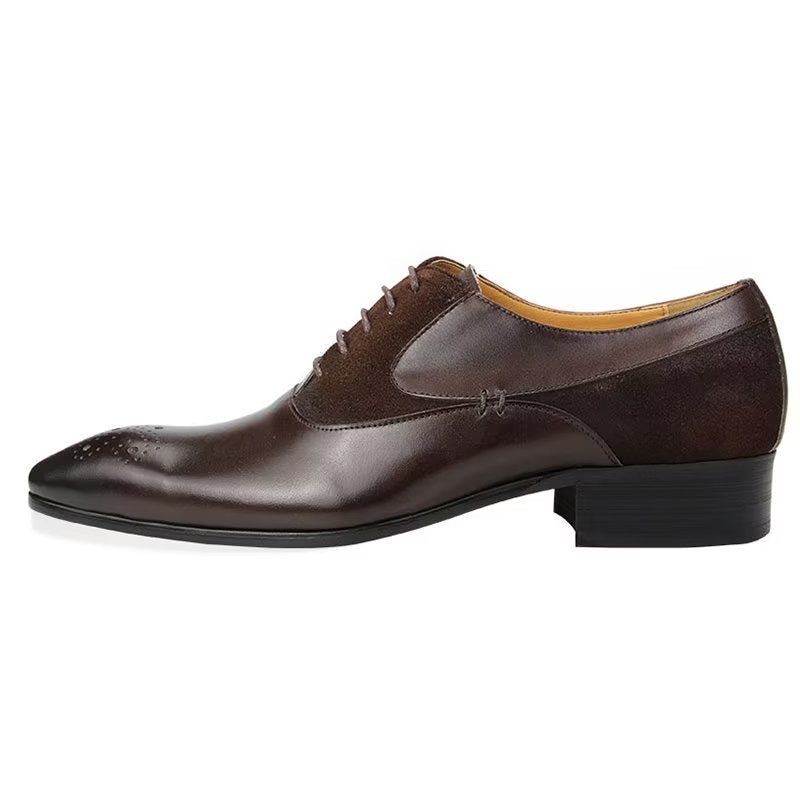 Męskie Buty Wizytowe Deluxe Nuptial Oxford Modishopulence Brogue Shoes - Kawa