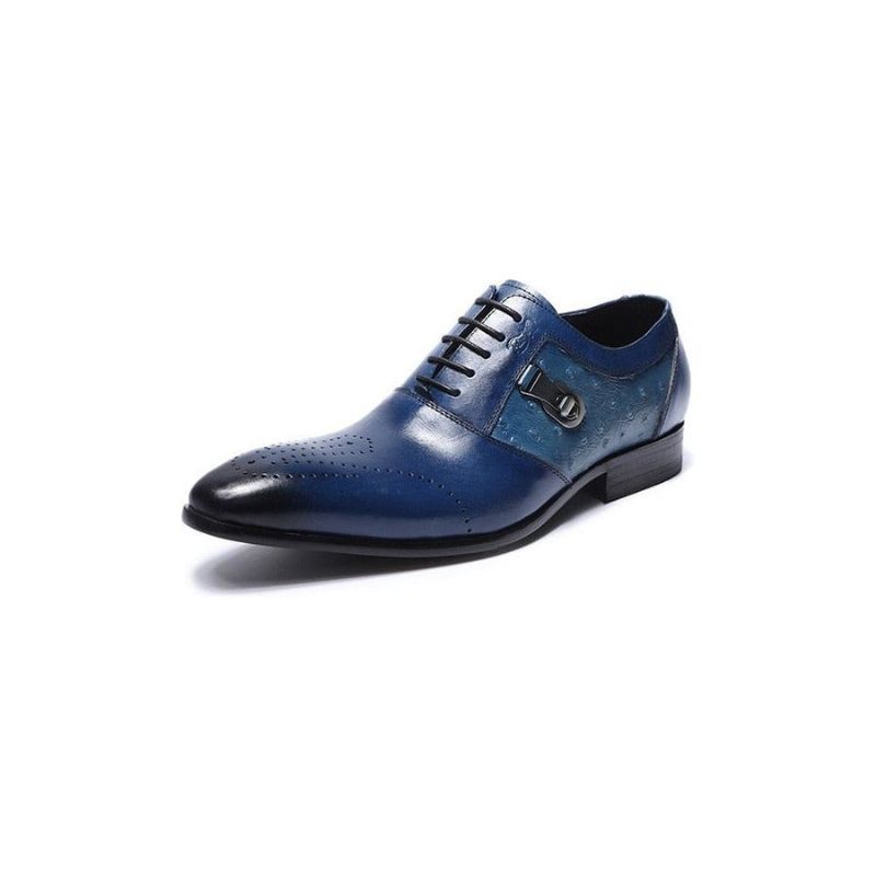 Męskie Buty Wizytowe Egzotyczne Sznurowane Typu Oxford Brogue Na Co Dzień - Niebieski