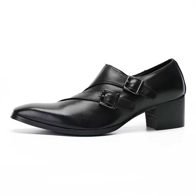 Męskie Buty Wizytowe Egzotyczne Typu Monkstrap - Czarny