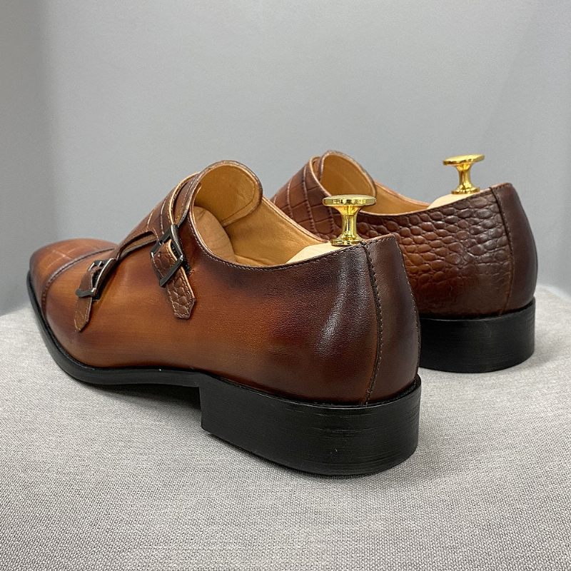 Męskie Buty Wizytowe Eleganckie Crocblend Monk Strap - Kawa