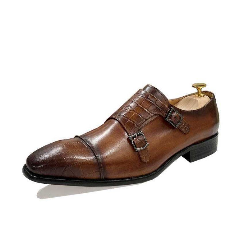 Męskie Buty Wizytowe Eleganckie Crocblend Monk Strap - Kawa