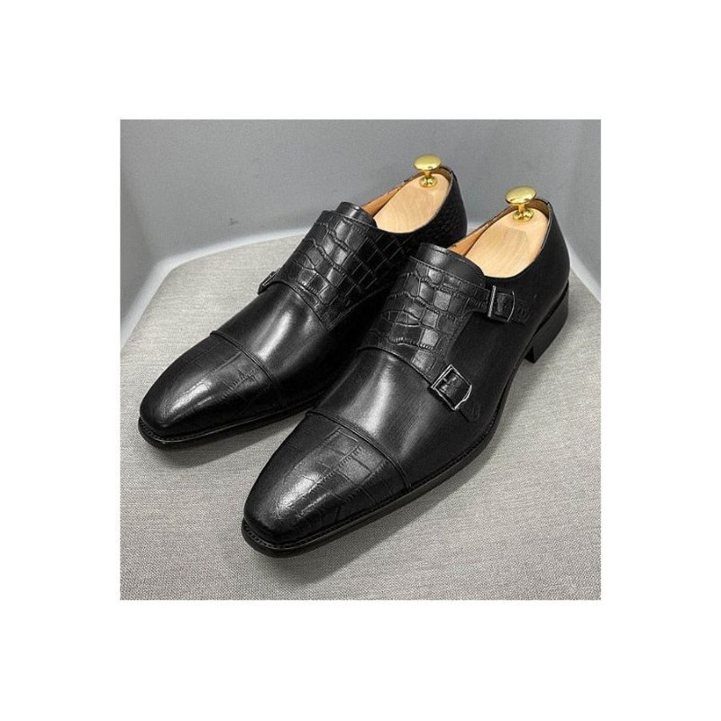 Męskie Buty Wizytowe Eleganckie Crocblend Monk Strap - Czarna