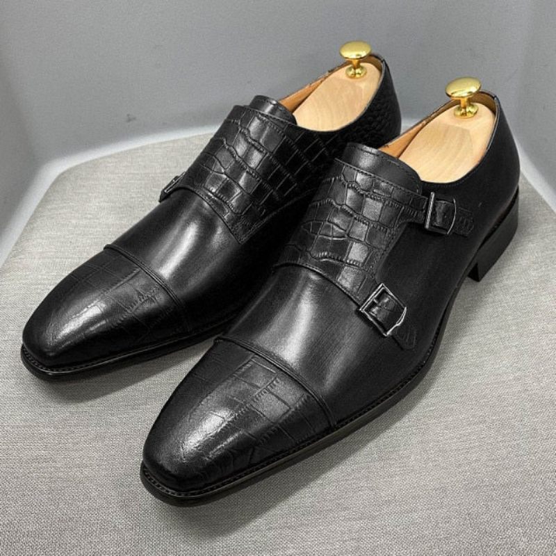 Męskie Buty Wizytowe Eleganckie Crocblend Monk Strap - Czarna