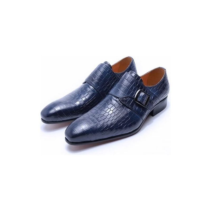 Męskie Buty Wizytowe Eleganckie Luksusowe Croc Monkstrap - Niebieski