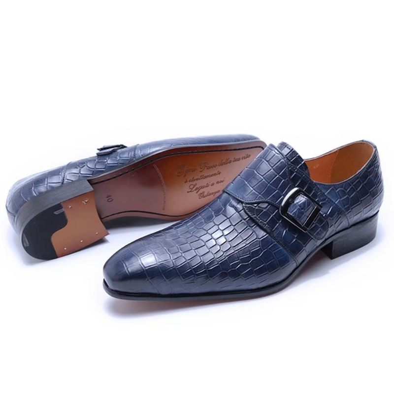 Męskie Buty Wizytowe Eleganckie Luksusowe Croc Monkstrap - Niebieski