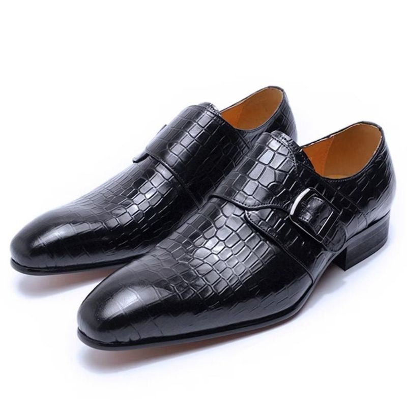 Męskie Buty Wizytowe Eleganckie Luksusowe Croc Monkstrap - Czarny