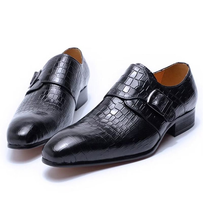 Męskie Buty Wizytowe Eleganckie Luksusowe Croc Monkstrap - Czarny