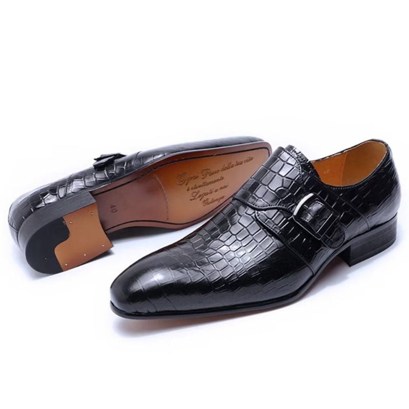 Męskie Buty Wizytowe Eleganckie Luksusowe Croc Monkstrap - Czarny