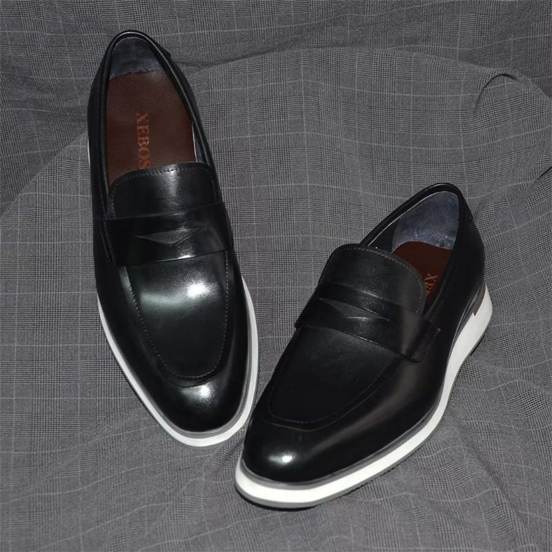 Męskie Buty Wizytowe Eleganckie Minimalistyczne Skórzane - Czarny