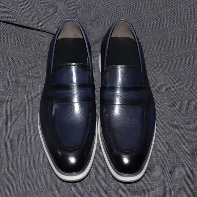 Męskie Buty Wizytowe Eleganckie Minimalistyczne Skórzane - Czarny