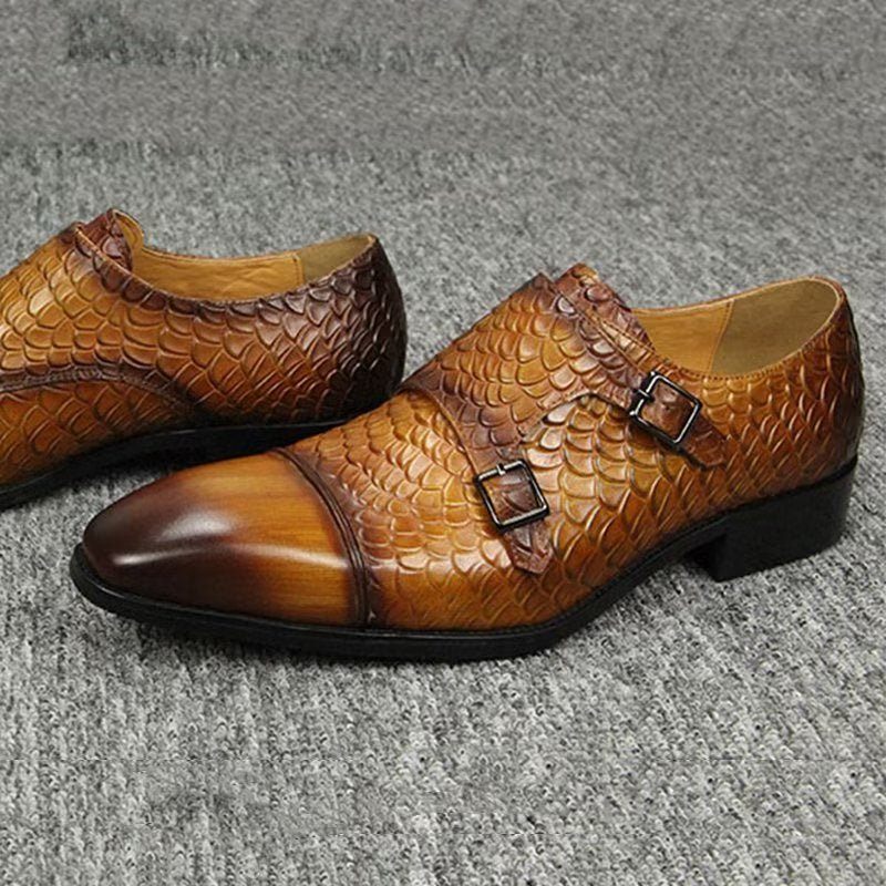 Męskie Buty Wizytowe Eleganckie Niestandardowe Skórzane Ślubne Brogue - Brązowy