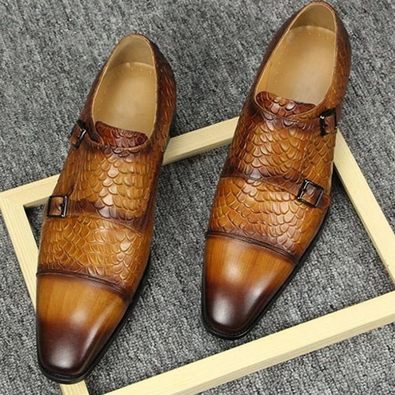 Męskie Buty Wizytowe Eleganckie Niestandardowe Skórzane Ślubne Brogue - Brązowy