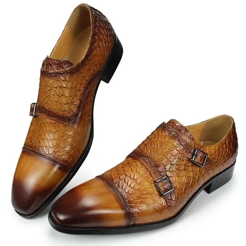 Męskie Buty Wizytowe Eleganckie Niestandardowe Skórzane Ślubne Brogue - Brązowy