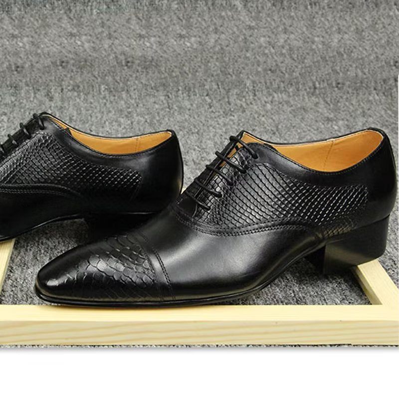 Męskie Buty Wizytowe Eleganckie Niestandardowe Skórzane Sznurowane Ślubne Typu Brogue - Czarny