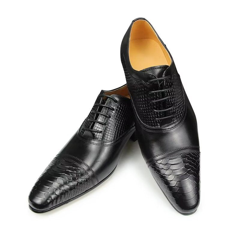 Męskie Buty Wizytowe Eleganckie Niestandardowe Skórzane Sznurowane Ślubne Typu Brogue - Czarny