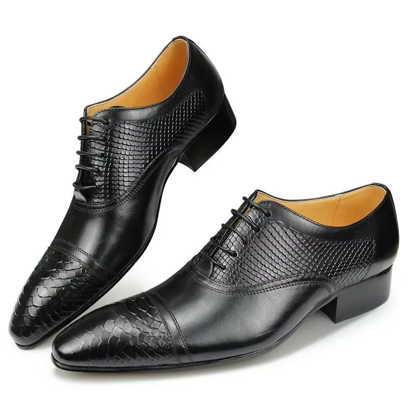 Męskie Buty Wizytowe Eleganckie Niestandardowe Skórzane Sznurowane Ślubne Typu Brogue - Czarny