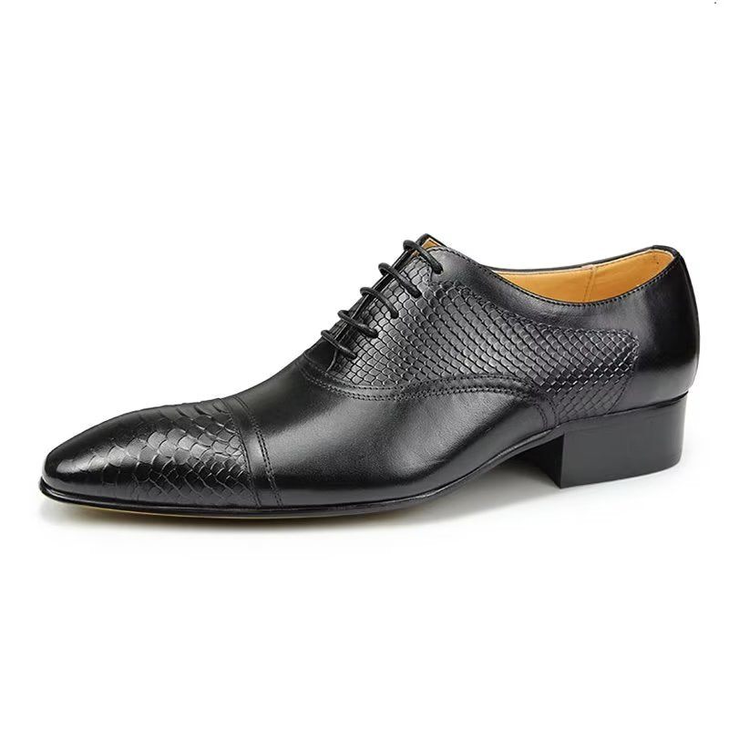 Męskie Buty Wizytowe Eleganckie Niestandardowe Skórzane Sznurowane Ślubne Typu Brogue - Czarny