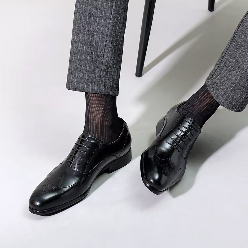 Męskie Buty Wizytowe Eleganckie Oxford - Czarna