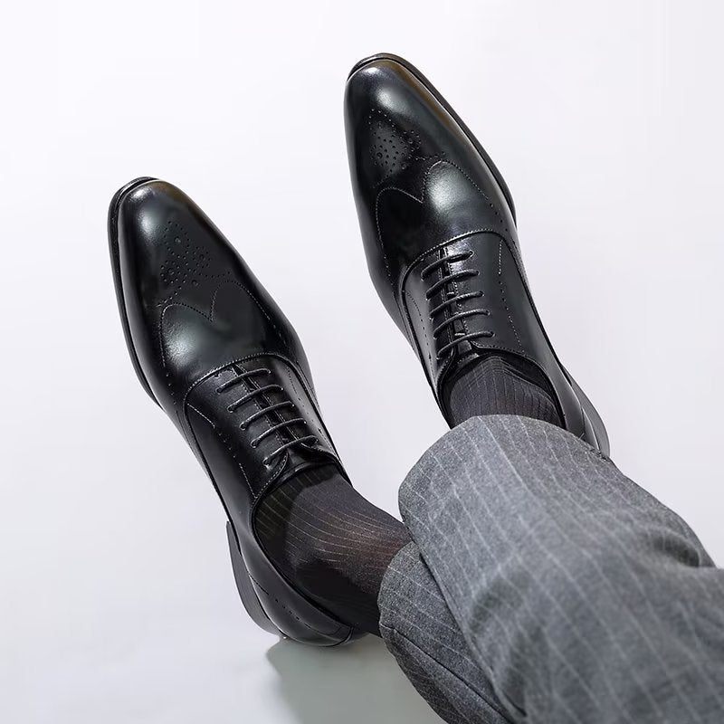 Męskie Buty Wizytowe Eleganckie Oxford - Czarna