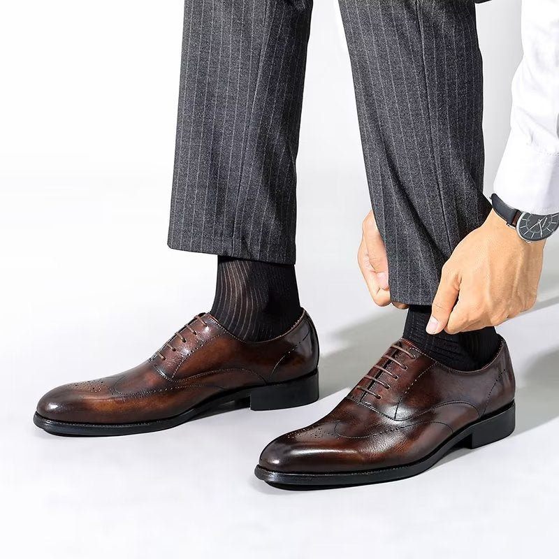 Męskie Buty Wizytowe Eleganckie Oxford - Kawa