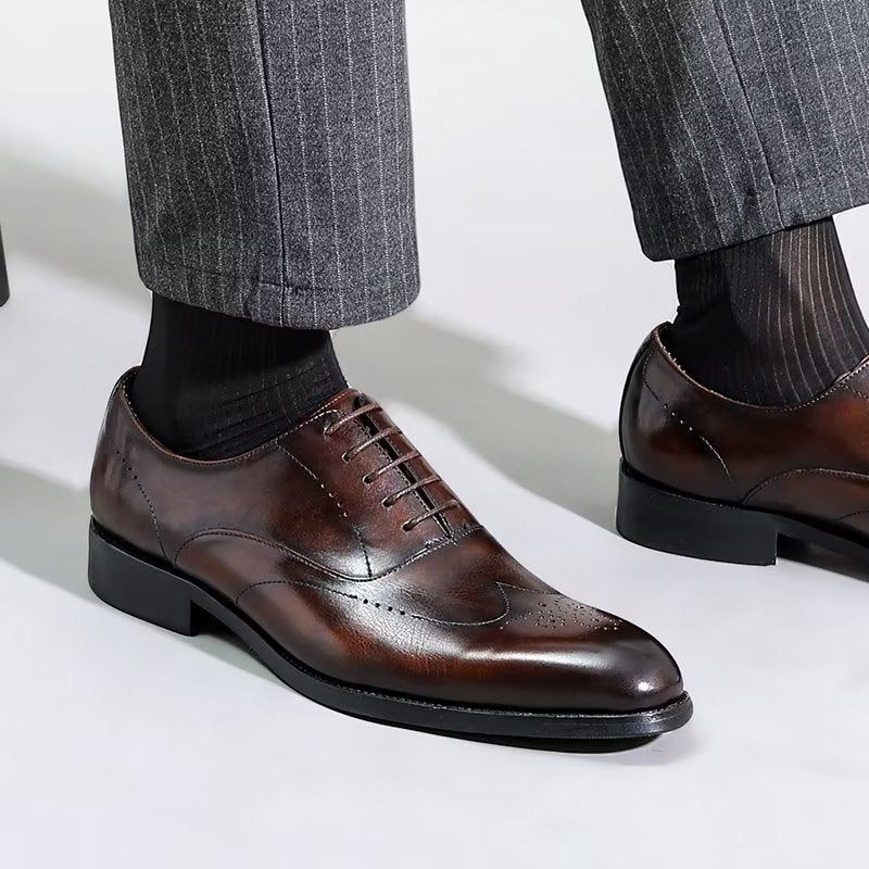 Męskie Buty Wizytowe Eleganckie Oxford - Kawa