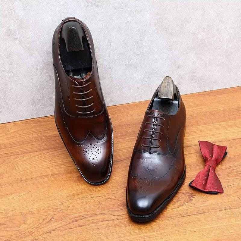 Męskie Buty Wizytowe Eleganckie Oxford - Kawa