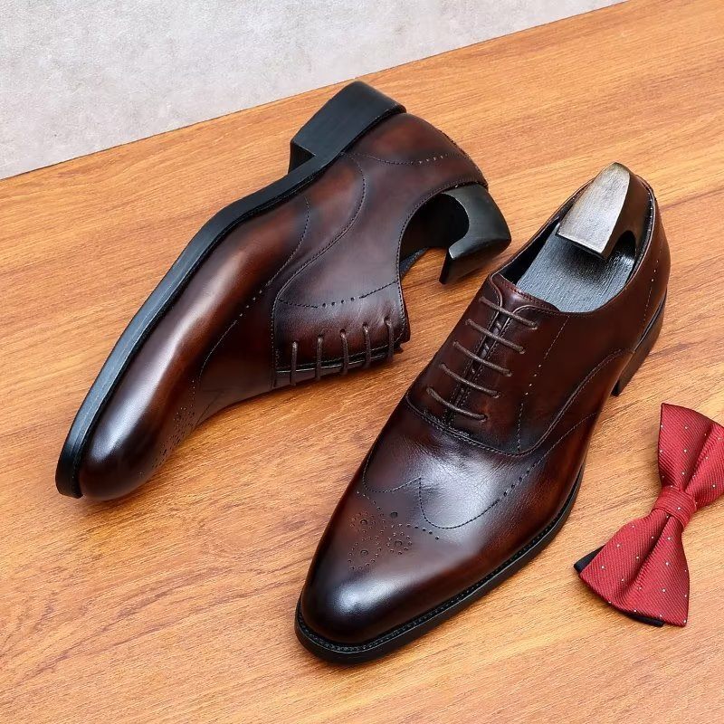 Męskie Buty Wizytowe Eleganckie Oxford - Kawa