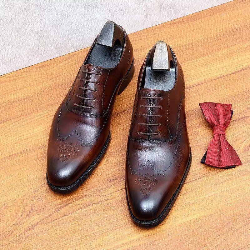 Męskie Buty Wizytowe Eleganckie Oxford - Kawa