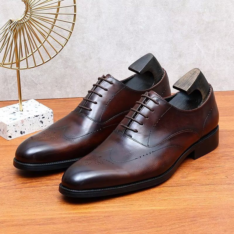 Męskie Buty Wizytowe Eleganckie Oxford - Kawa